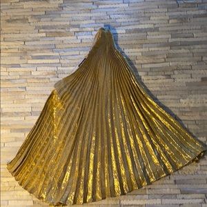 Club Monaco pleated lame one shoulder top